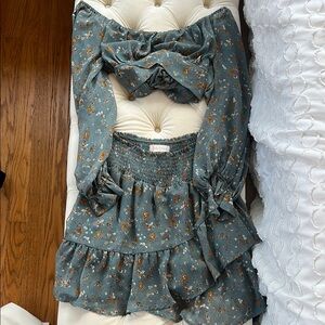 Altar’d State Blue Floral SET (top + mini skirt)